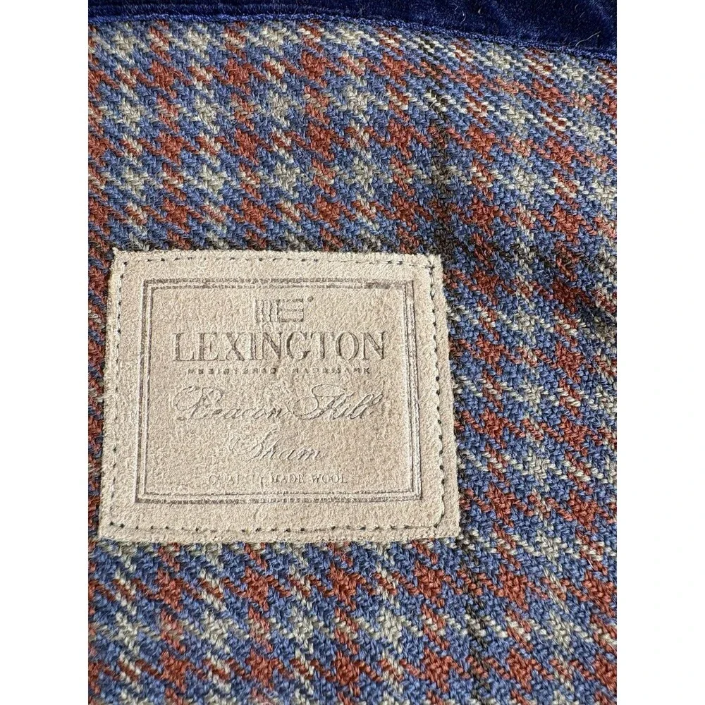 Wool Pillow Sham Checked Lexington Beacon Hill 21” Square Blue Red Tan NEW